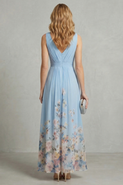 Serelisse Eleanor | Romantic Floral Ombre Maxi Dress in Sky Blue