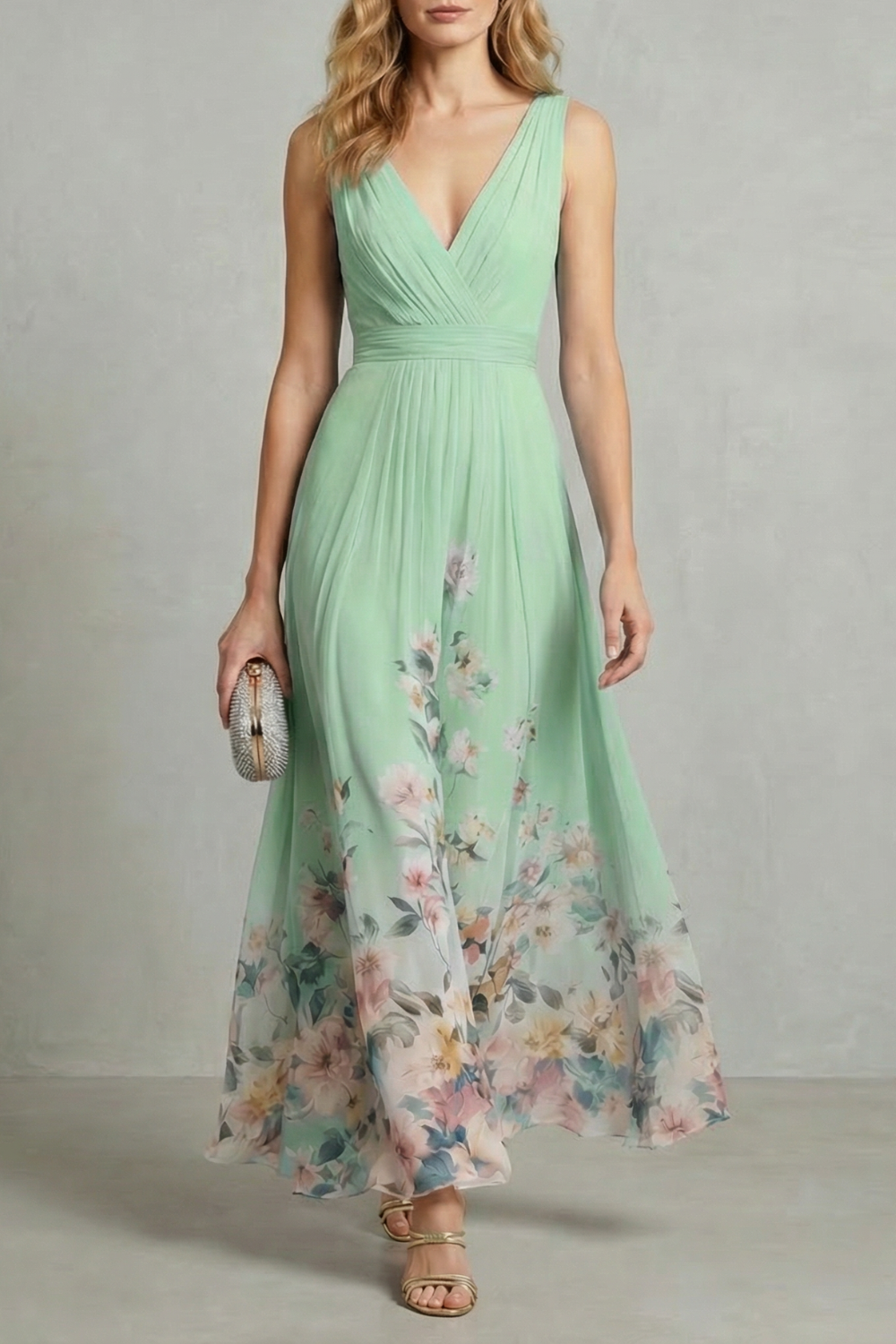 Serelisse Eleanor | Romantic Floral Ombre Maxi Dress in Sky Blue
