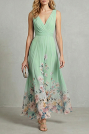 Serelisse Eleanor | Romantic Floral Ombre Maxi Dress in Sky Blue