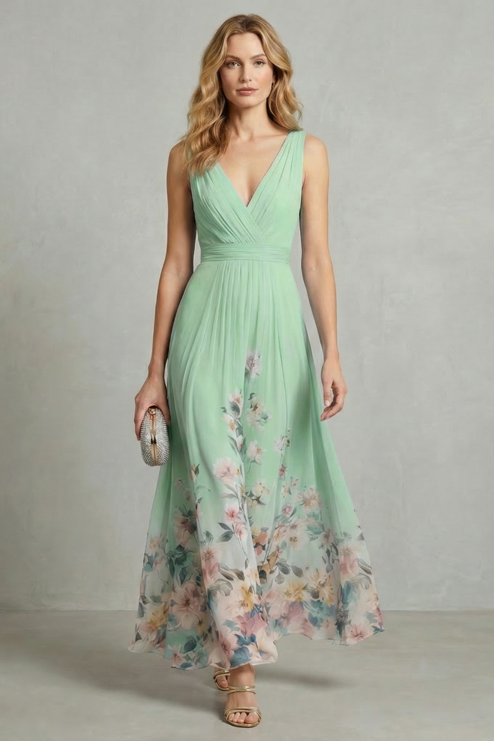 Serelisse Eleanor | Romantic Floral Ombre Maxi Dress in Sky Blue