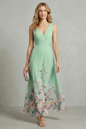 Serelisse Eleanor | Romantic Floral Ombre Maxi Dress in Sky Blue