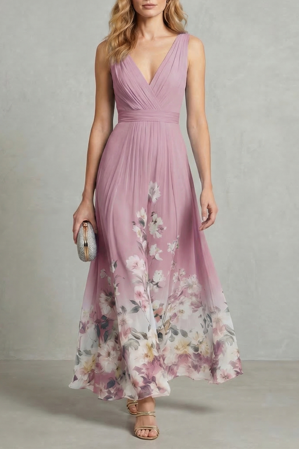 Serelisse Eleanor | Romantic Floral Ombre Maxi Dress in Sky Blue