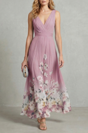 Serelisse Eleanor | Romantic Floral Ombre Maxi Dress in Sky Blue