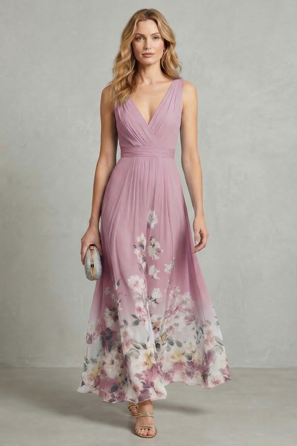 Serelisse Eleanor | Romantic Floral Ombre Maxi Dress in Sky Blue