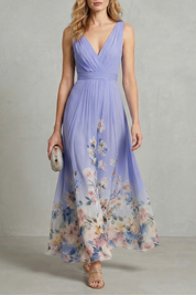 Serelisse Eleanor | Romantic Floral Ombre Maxi Dress in Sky Blue