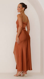 Serenne Duvalle | Satin Maxi Dress with High Slit