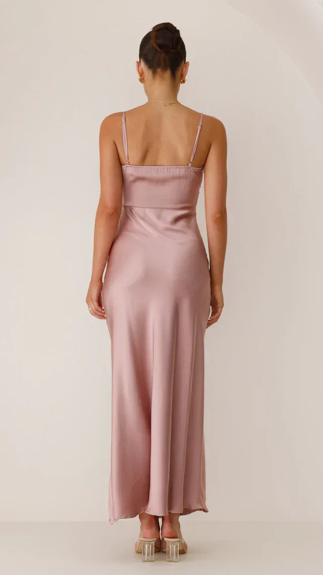 Serenne Duvalle | Satin Maxi Dress with High Slit