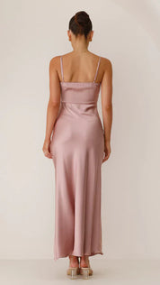 Serenne Duvalle | Satin Maxi Dress with High Slit