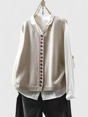 Gilet cardigan tricoté à boutons contrastants Margot Ellison