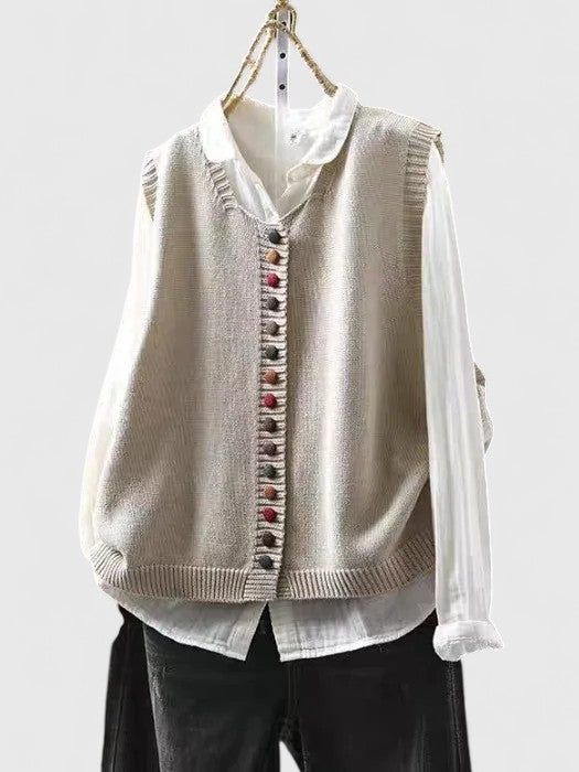 Gilet cardigan tricoté à boutons contrastants Margot Ellison