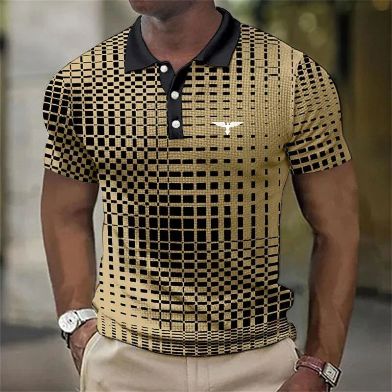 James Thornton | Stretch Polo Shirt for Men – Geometric Print