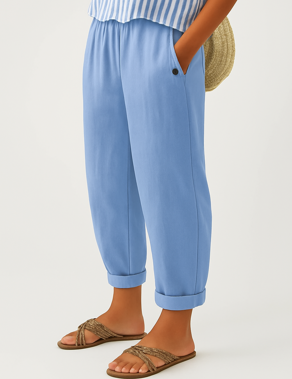 Lydia Bennett | Timeless Plain Everyday Trousers in Natural Linen