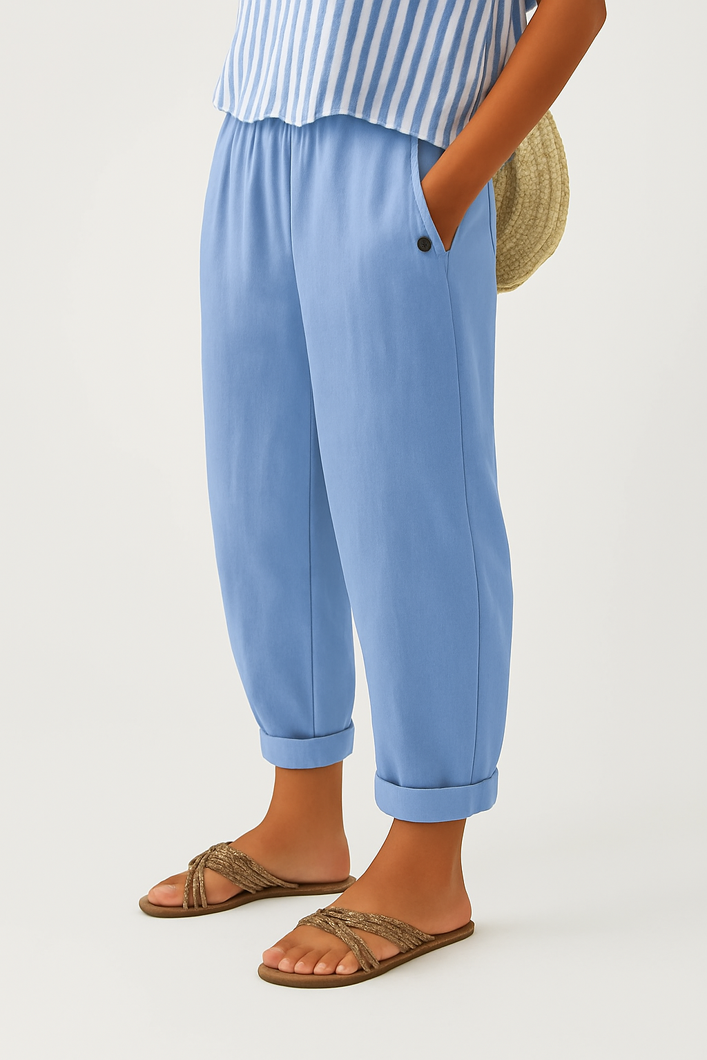 Lydia Bennett | Timeless Plain Everyday Trousers in Natural Linen