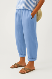 Lydia Bennett | Timeless Plain Everyday Trousers in Natural Linen