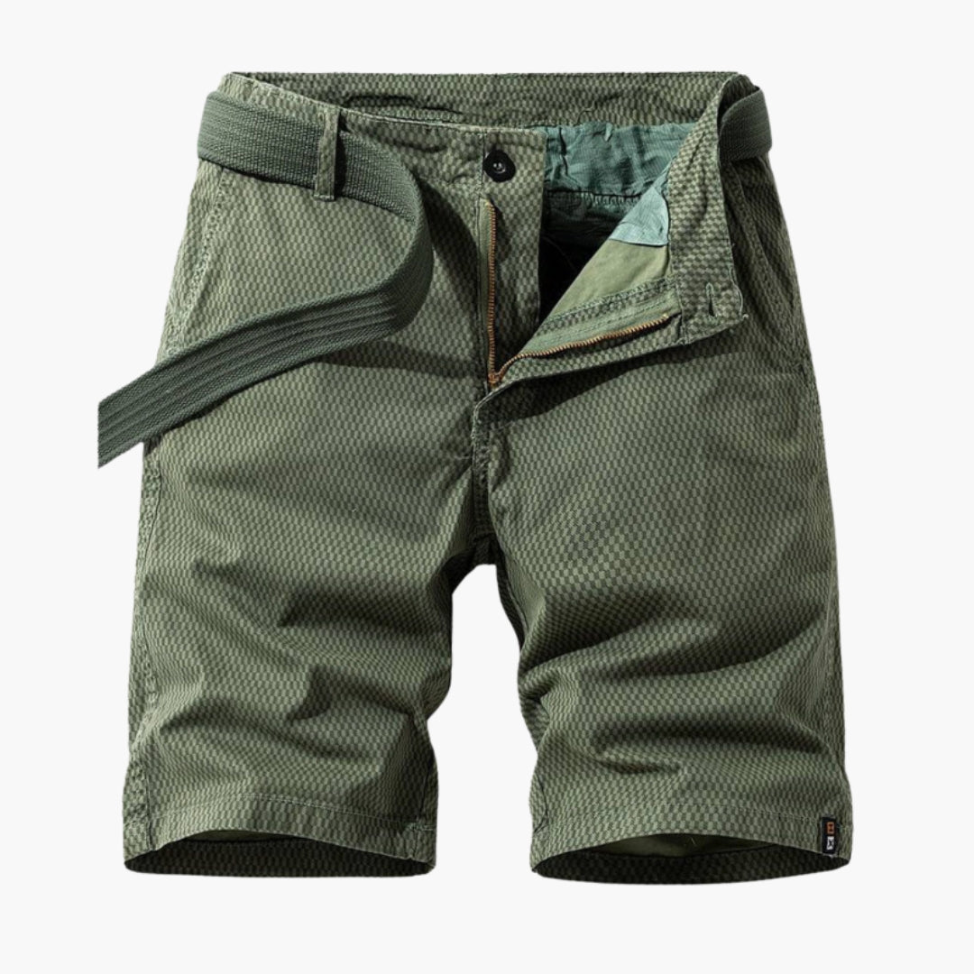 Oliver Shaw | Men's Textured Check Chino Shorts with Belt