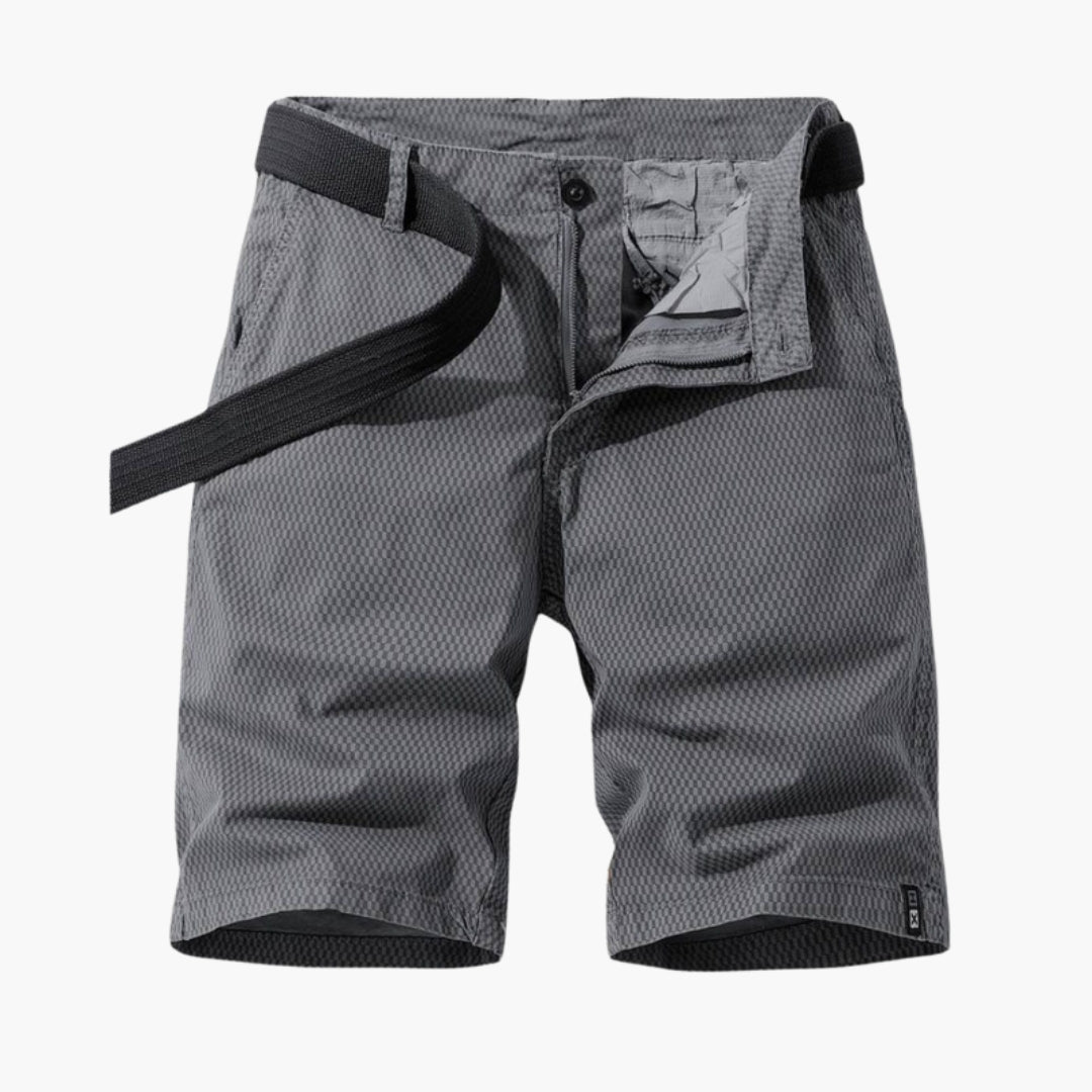 Oliver Shaw | Men's Textured Check Chino Shorts with Belt
