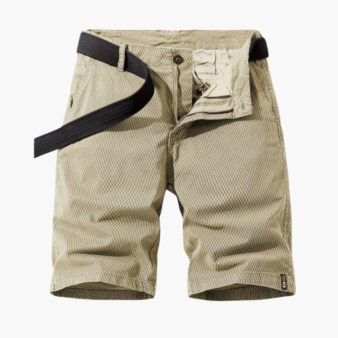 Oliver Shaw | Men's Textured Check Chino Shorts with Belt