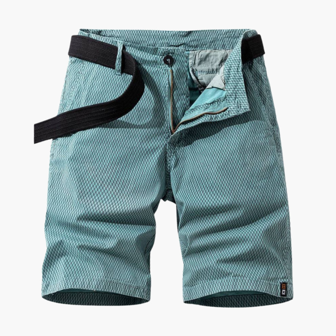 Oliver Shaw | Men's Textured Check Chino Shorts with Belt