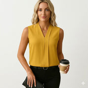 Sienna Moore | Pleated V-Neck Blouse
