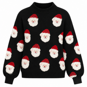 Snow Cheer | Pull de Noël à imprimé Père Noël Rose pour femmes