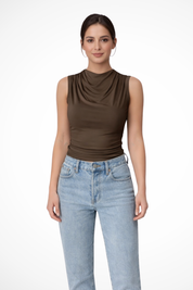 Sofia Bellucci | Sleek Draped Sleeveless Top For Women