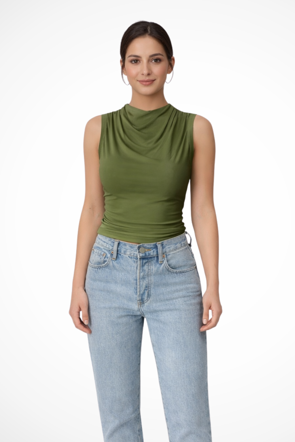 Sofia Bellucci | Sleek Draped Sleeveless Top For Women