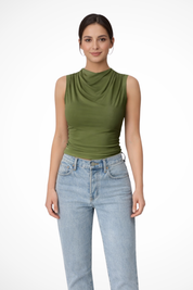 Sofia Bellucci | Sleek Draped Sleeveless Top For Women
