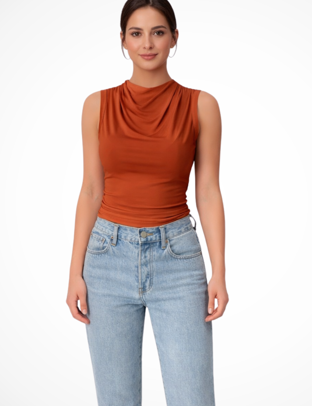 Sofia Bellucci | Sleek Draped Sleeveless Top For Women
