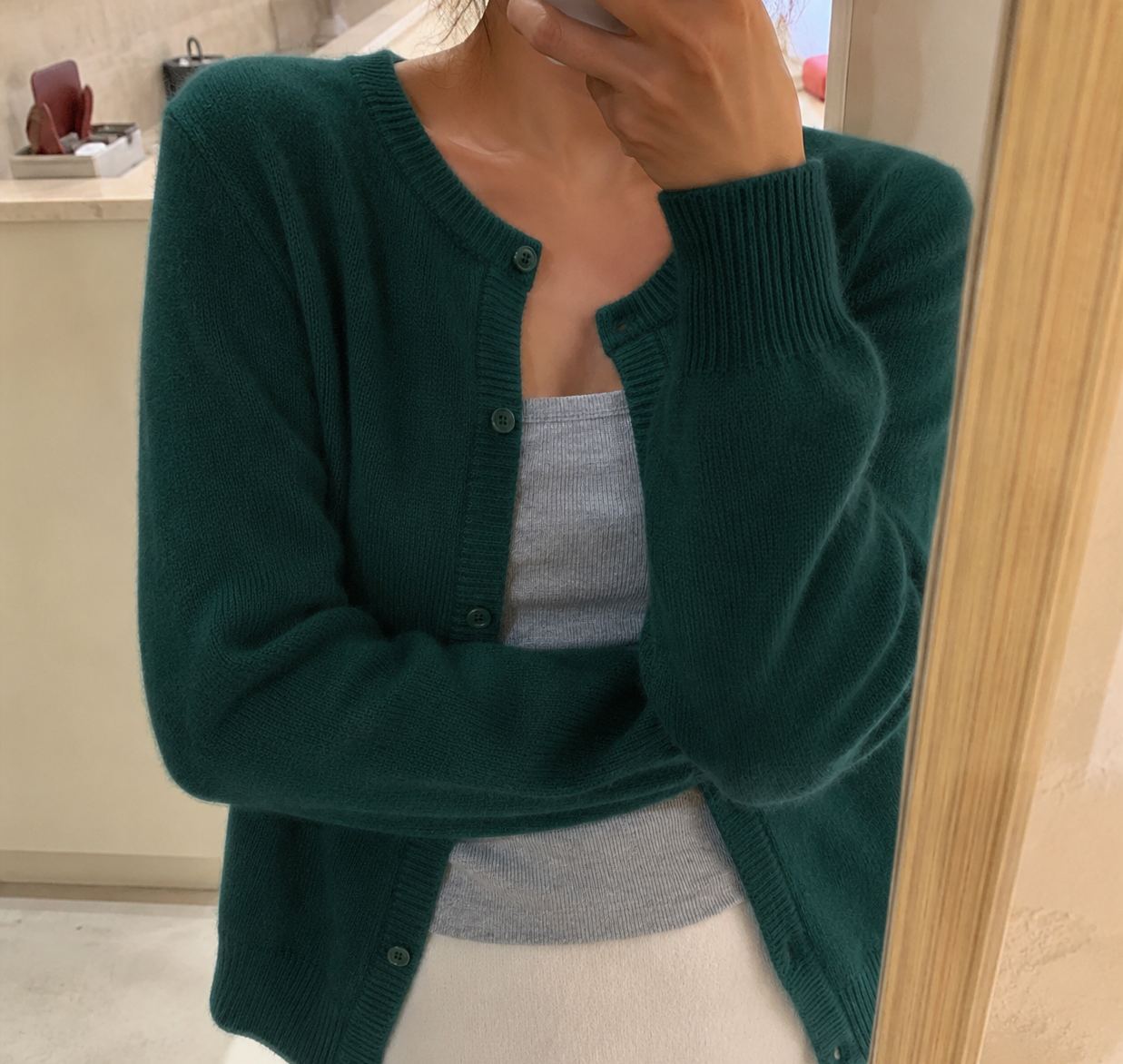 Imogen Taylor | Soft Knit Cardigan Button Front Round Neckline