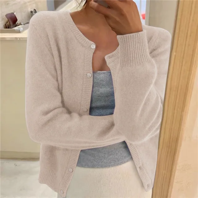 Imogen Taylor | Soft Knit Cardigan Button Front Round Neckline