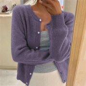 Imogen Taylor | Soft Knit Cardigan Button Front Round Neckline