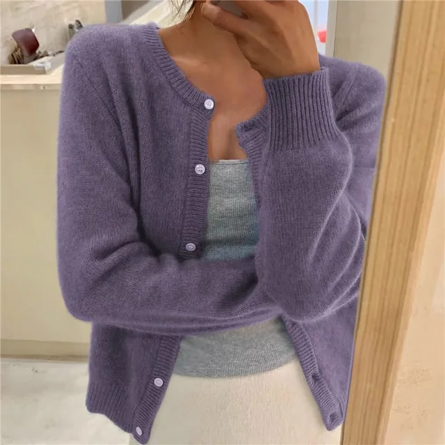 Imogen Taylor | Soft Knit Cardigan Button Front Round Neckline