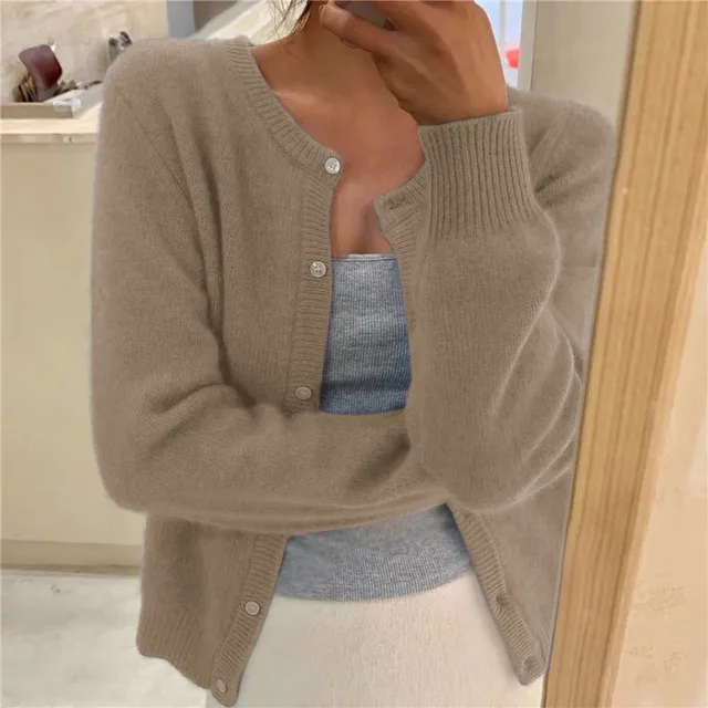Imogen Taylor | Soft Knit Cardigan Button Front Round Neckline