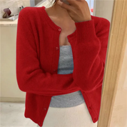 Imogen Taylor | Soft Knit Cardigan Button Front Round Neckline
