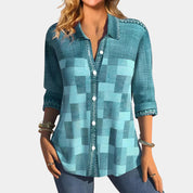 Freya Mansfield | Colour Block Print Blouse With Button Detail