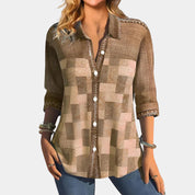 Freya Mansfield | Colour Block Print Blouse With Button Detail