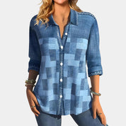 Freya Mansfield | Colour Block Print Blouse With Button Detail