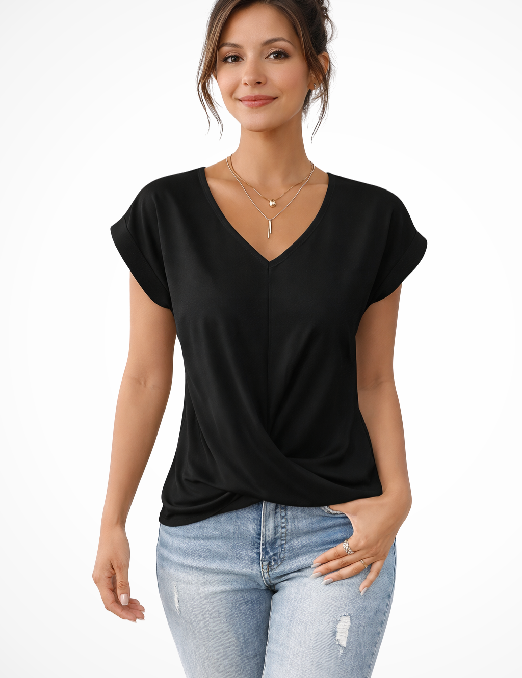 Sophie Delacroix | Elegant V-Neck Blouse For Women