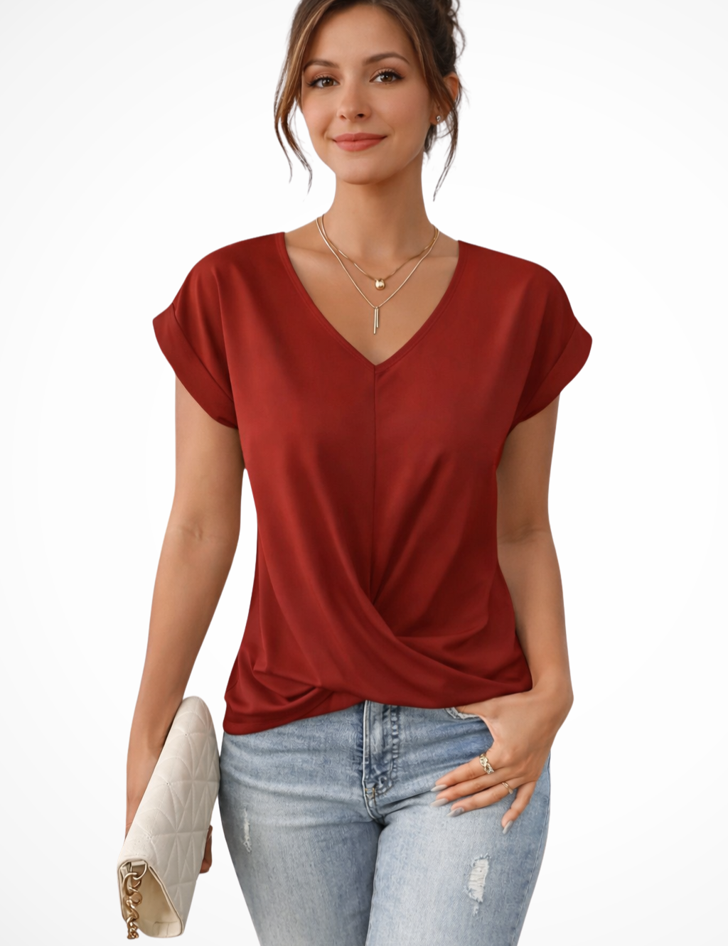 Sophie Delacroix | Elegant V-Neck Blouse For Women