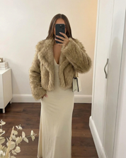 Sophie Mia | Luxe Cropped Faux Fur Jacket For Women
