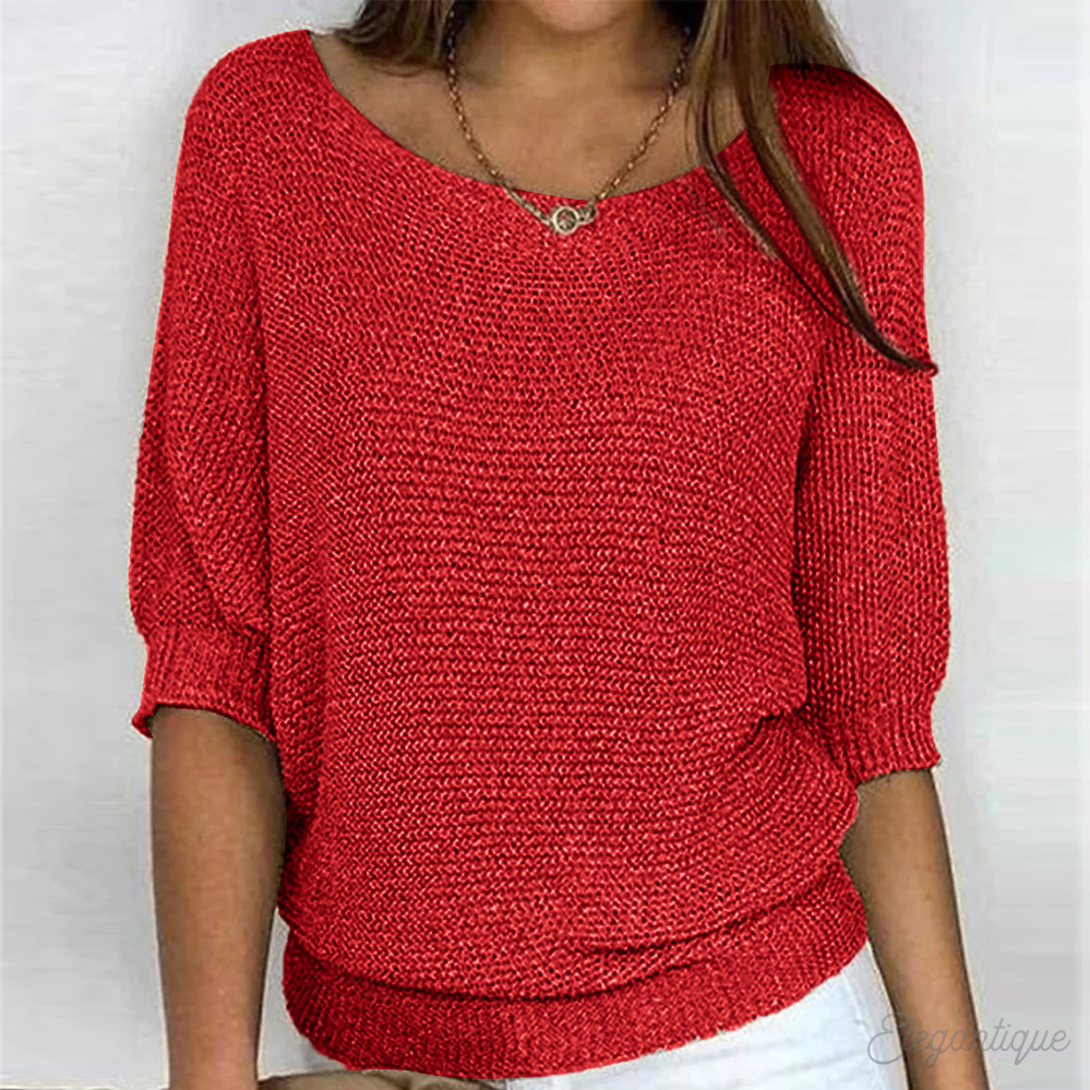Lydia Harrison | Slouchy Knit Sweater Top in Warm Camel