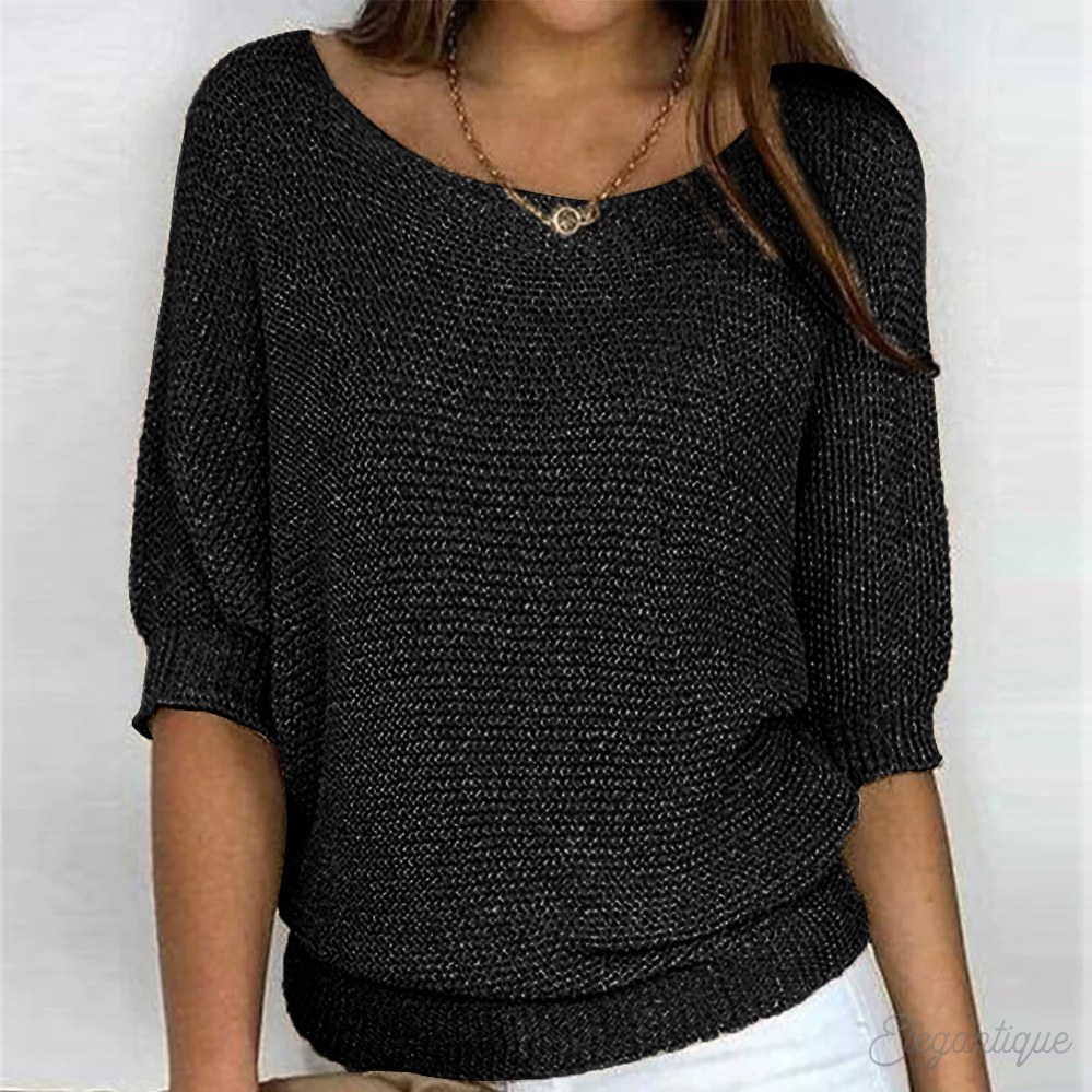 Lydia Harrison | Slouchy Knit Sweater Top in Warm Camel