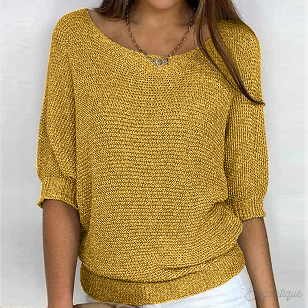 Lydia Harrison | Slouchy Knit Sweater Top in Warm Camel