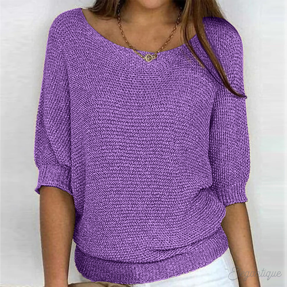 Lydia Harrison | Slouchy Knit Sweater Top in Warm Camel