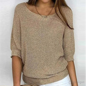 Lydia Harrison | Slouchy Knit Sweater Top in Warm Camel