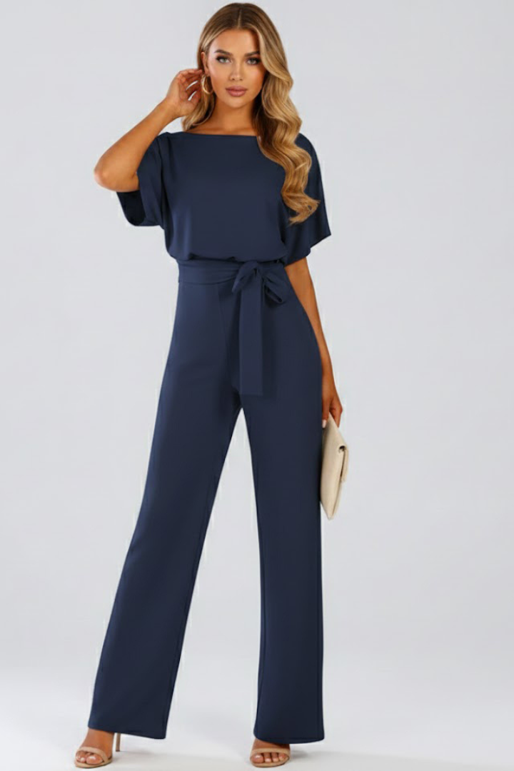 Sophia Griffiths | Elegant Wide Leg Jumpsuit with Waist Tie