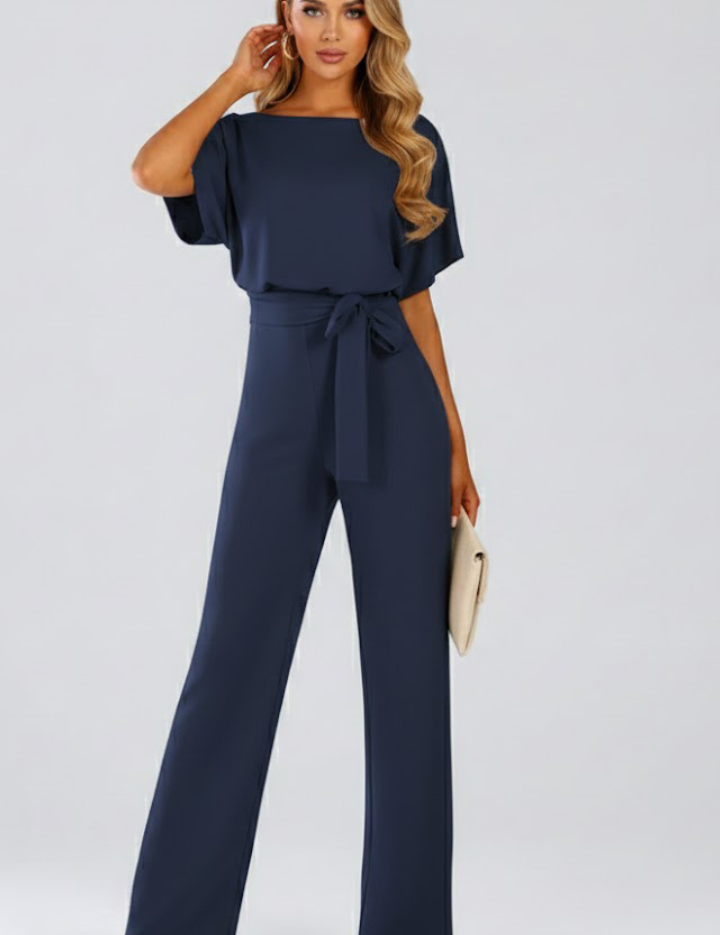 Sophia Griffiths | Elegant Wide Leg Jumpsuit with Waist Tie
