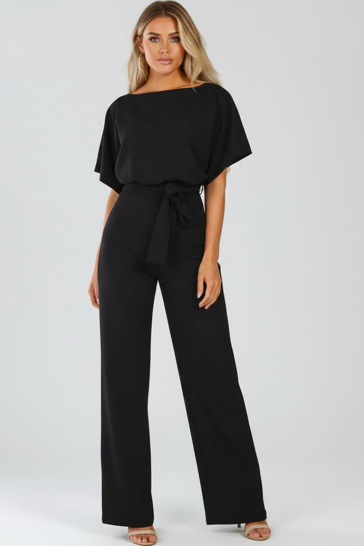 Sophia Griffiths | Elegant Wide Leg Jumpsuit with Waist Tie