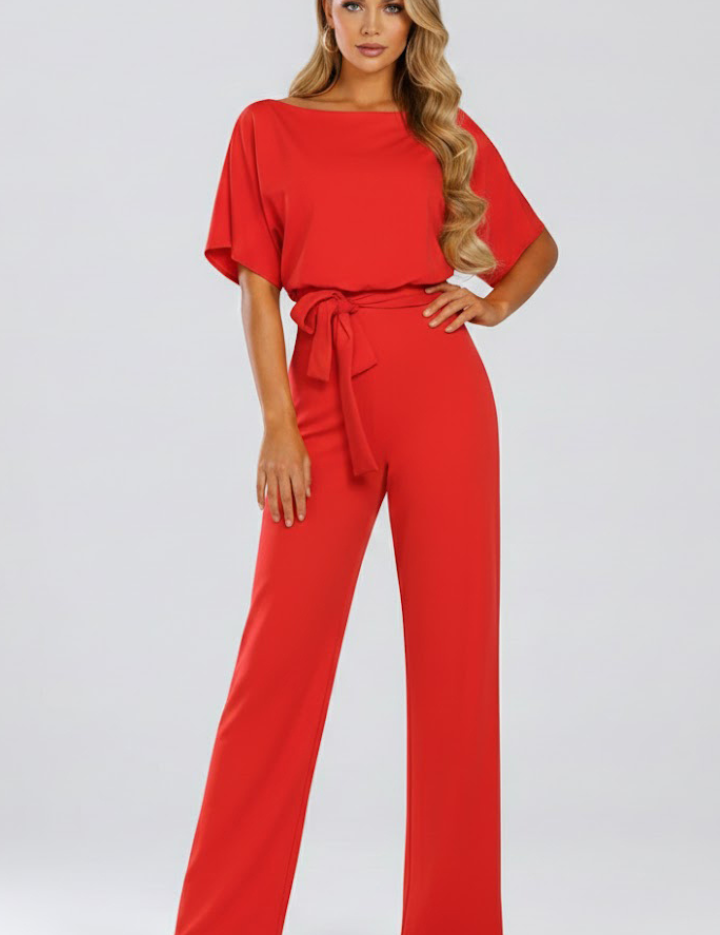 Sophia Griffiths | Elegant Wide Leg Jumpsuit with Waist Tie