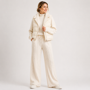 Tabitha Wood | Cable Knit Turtleneck, Trousers & Padded Vest Set